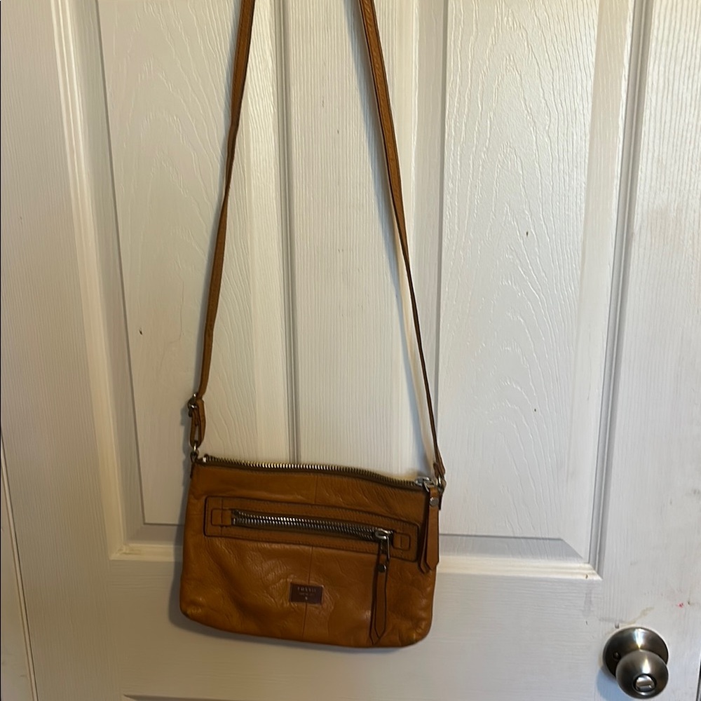 Tan Fossil Leather Crossbody Bag